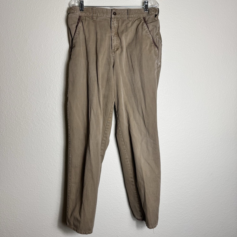 Cabela's Outfitter Series Pants Cotton 36x32 Brown Side Pockets Adjustable Waist